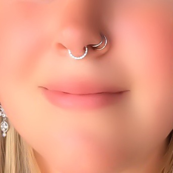 925 Sterling Silver Beaded Septum Ring Dotted Daith Hoop Earring 20G 18G 16G - Picture 3 of 5